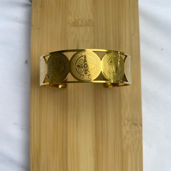 Gold Engraved Bangle Bracelet - Picture 2 of 5